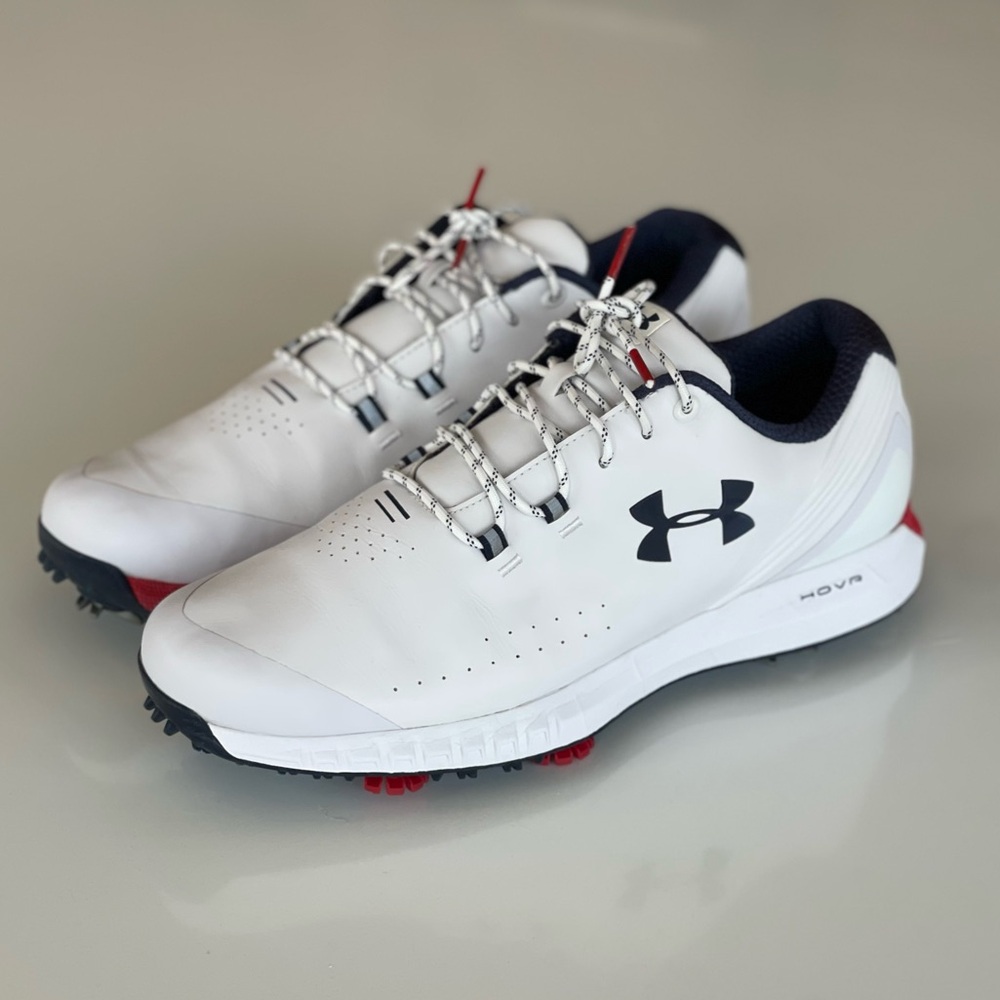 Under Armour HOVR Drive Spiked Golf Shoes White Blue Men’s Size 9.5